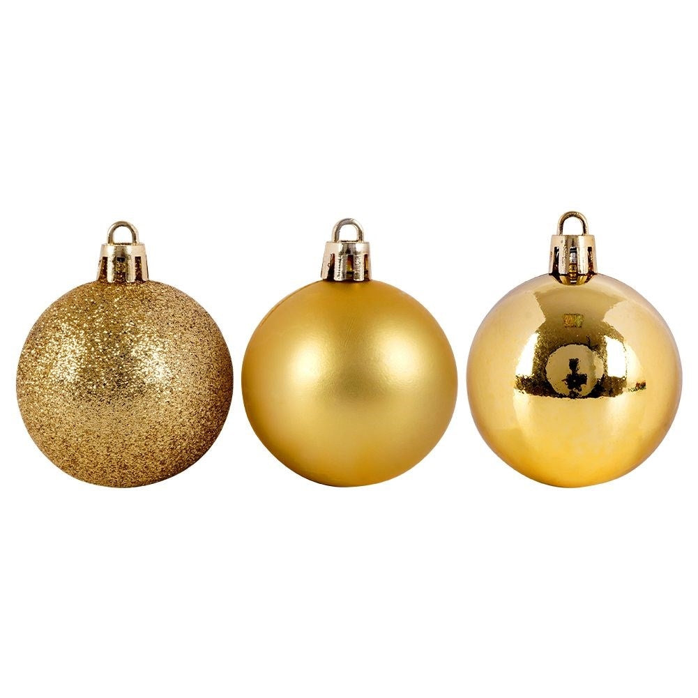 Set of 12 unbreakable Christmas tree balls in gold