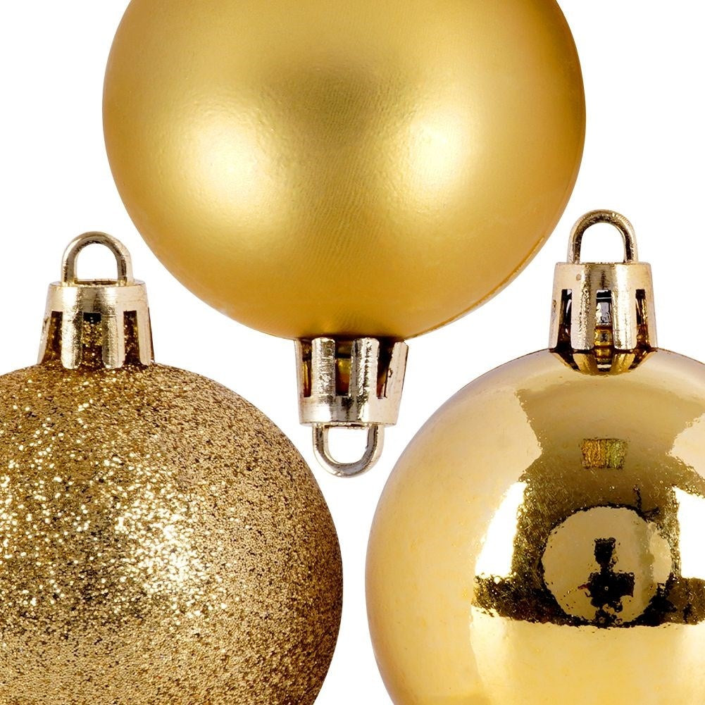 Set of 12 unbreakable Christmas tree balls in gold