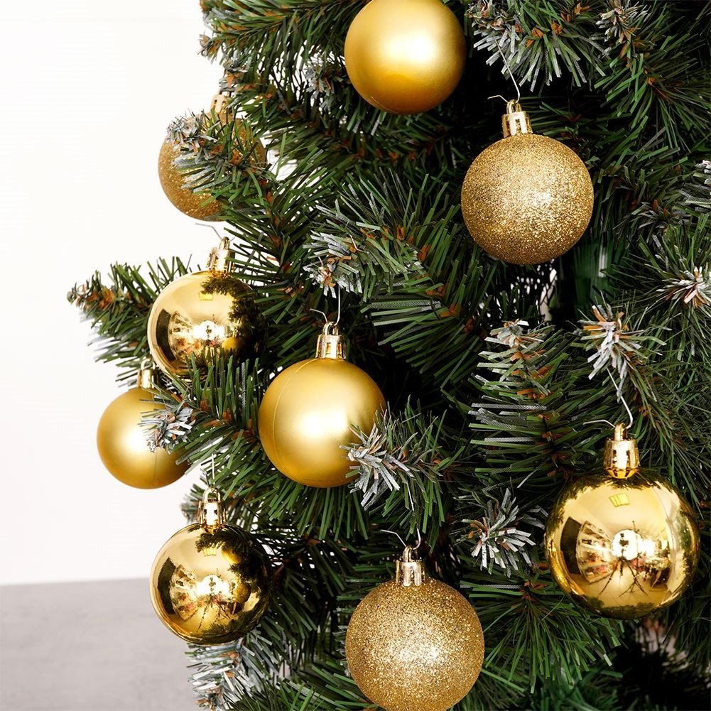 Set of 12 unbreakable Christmas tree balls in gold