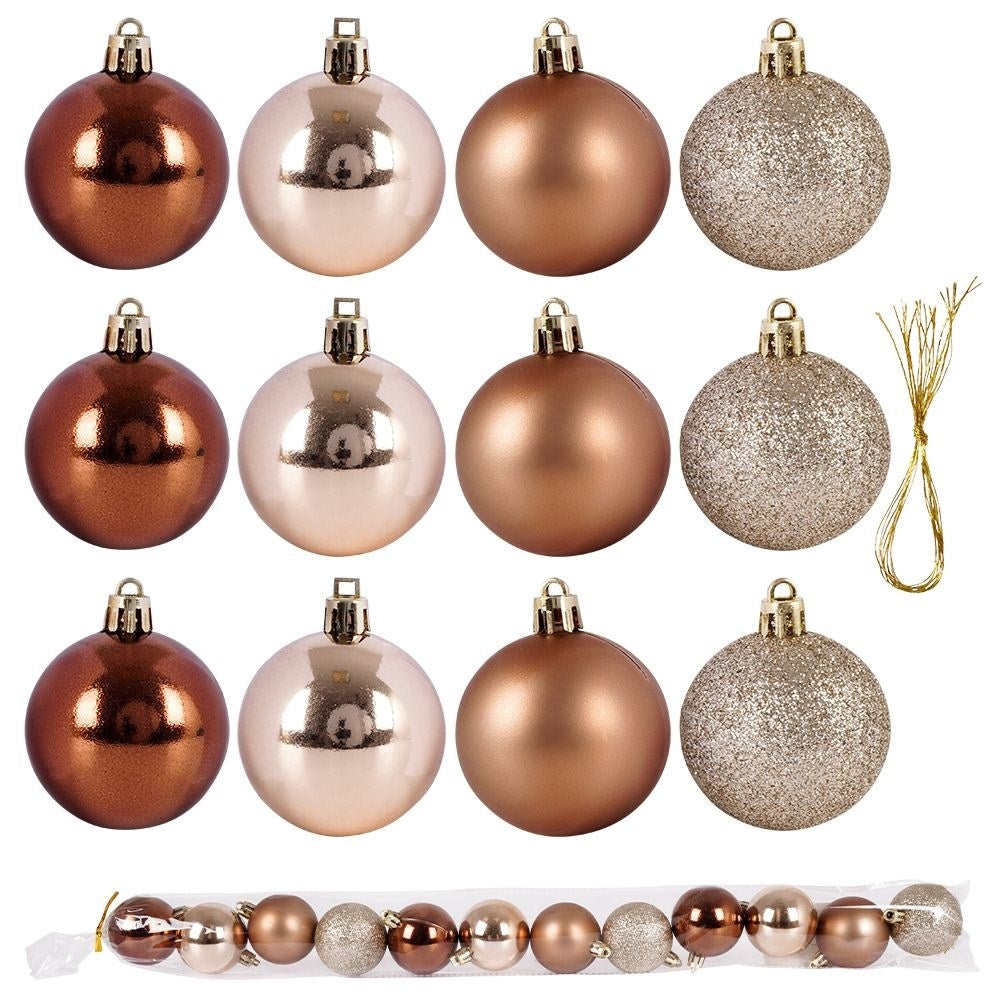 Set of 12 unbreakable Christmas tree balls in gold - sparkling, matte, shiny