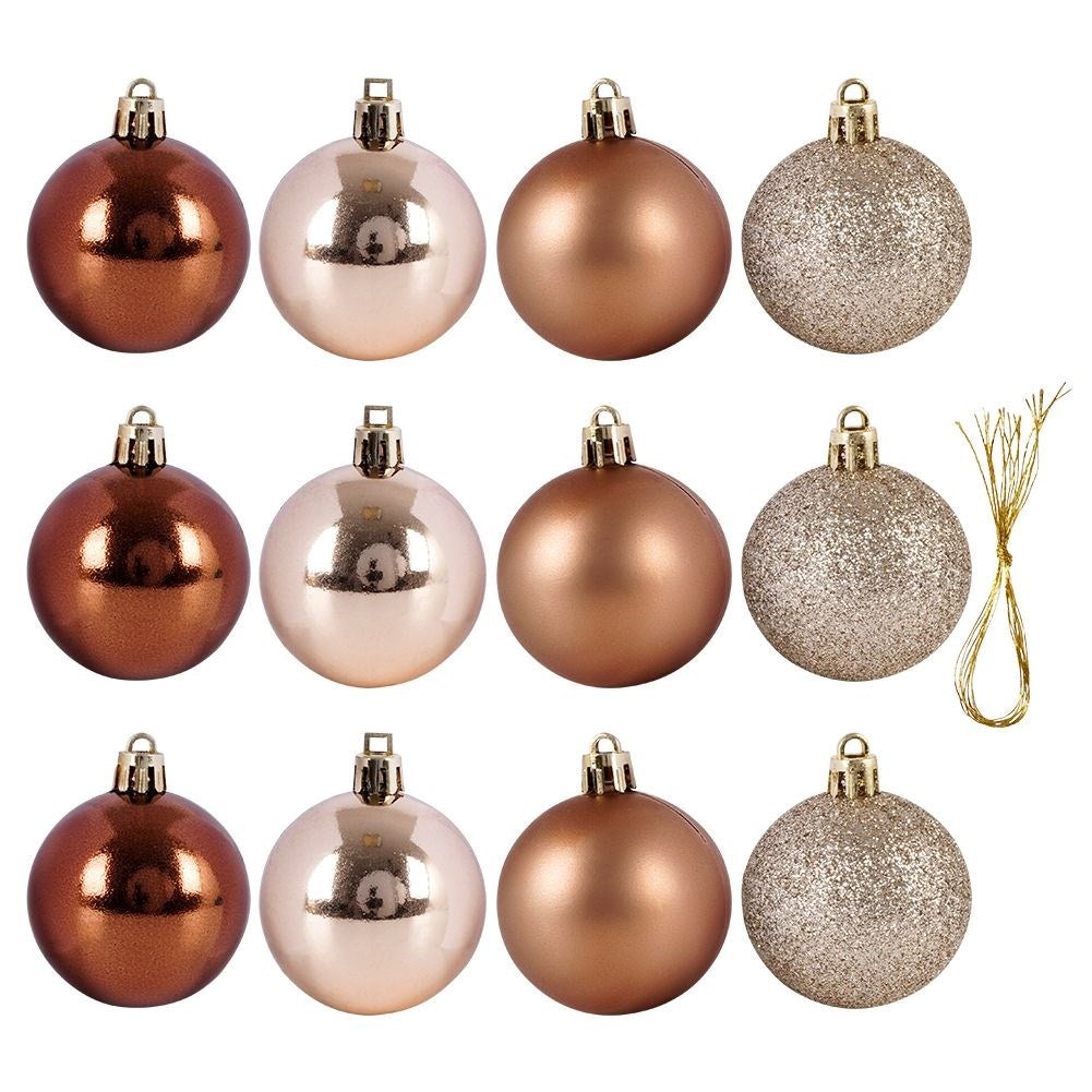 Set of 12 unbreakable Christmas tree balls in gold - sparkling, matte, shiny