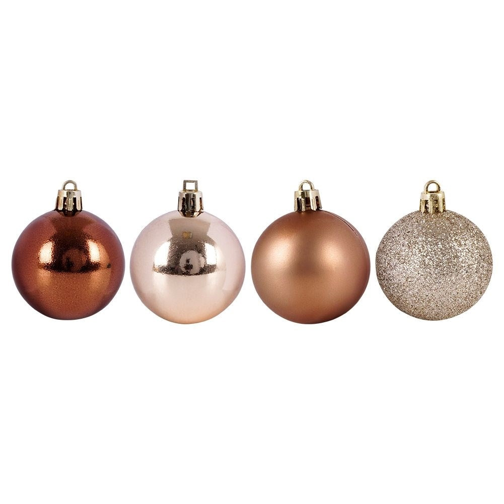 Set of 12 unbreakable Christmas tree balls in gold - sparkling, matte, shiny
