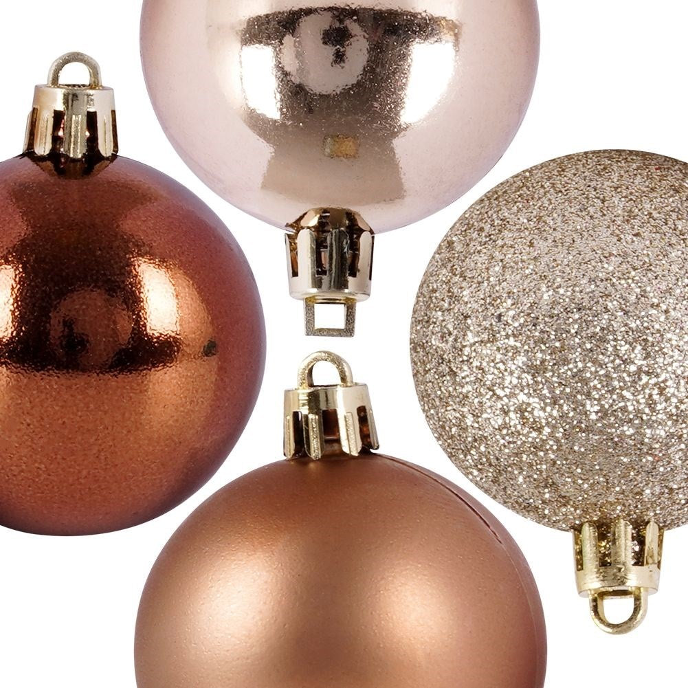 Set of 12 unbreakable Christmas tree balls in gold - sparkling, matte, shiny