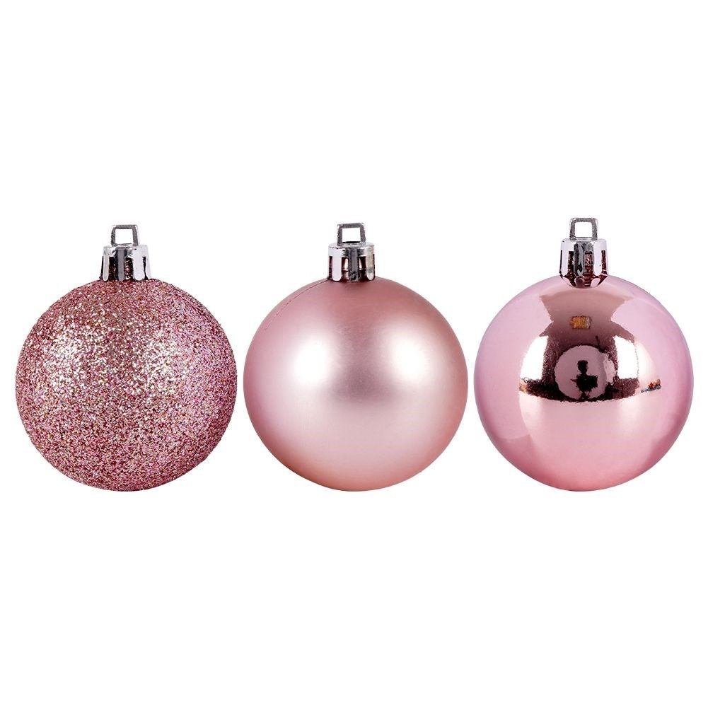 Set of 12 unbreakable Christmas tree balls in pink