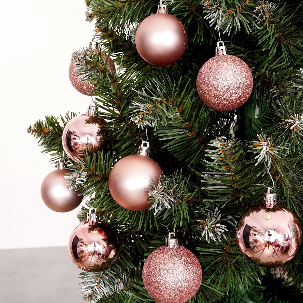 Set of 12 unbreakable Christmas tree balls in pink
