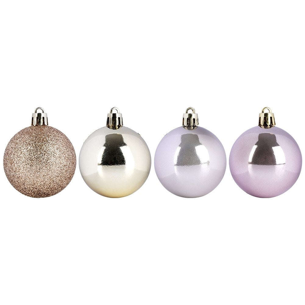 Set of 12 unbreakable Christmas tree balls in pink and gold