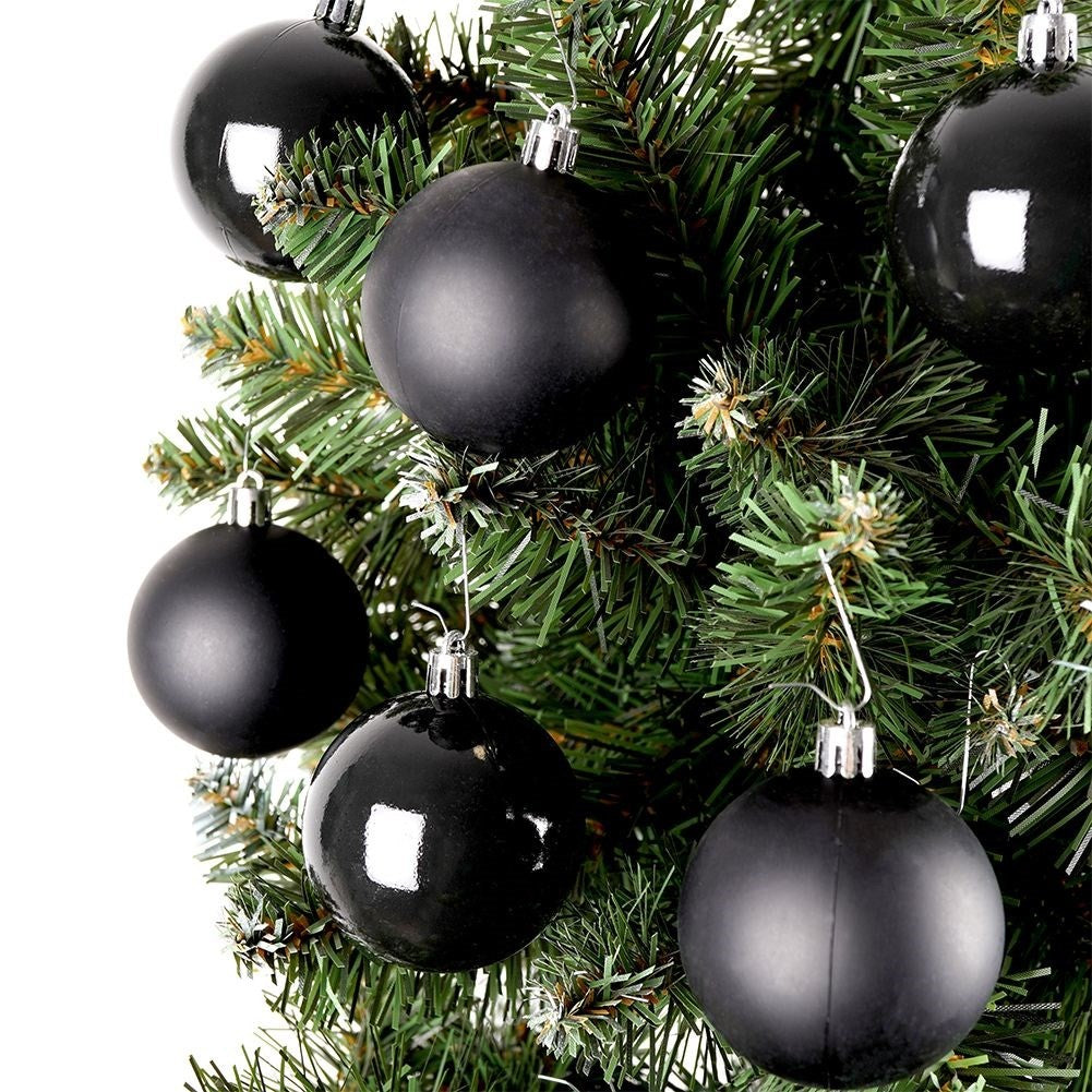 Set of 12 unbreakable black Christmas tree balls, matte & glossy
