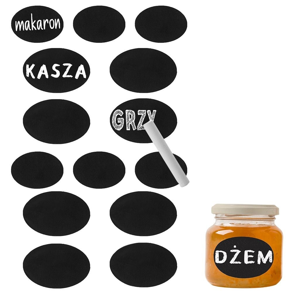 Set of 14 chalkboard labels for cans and bottles