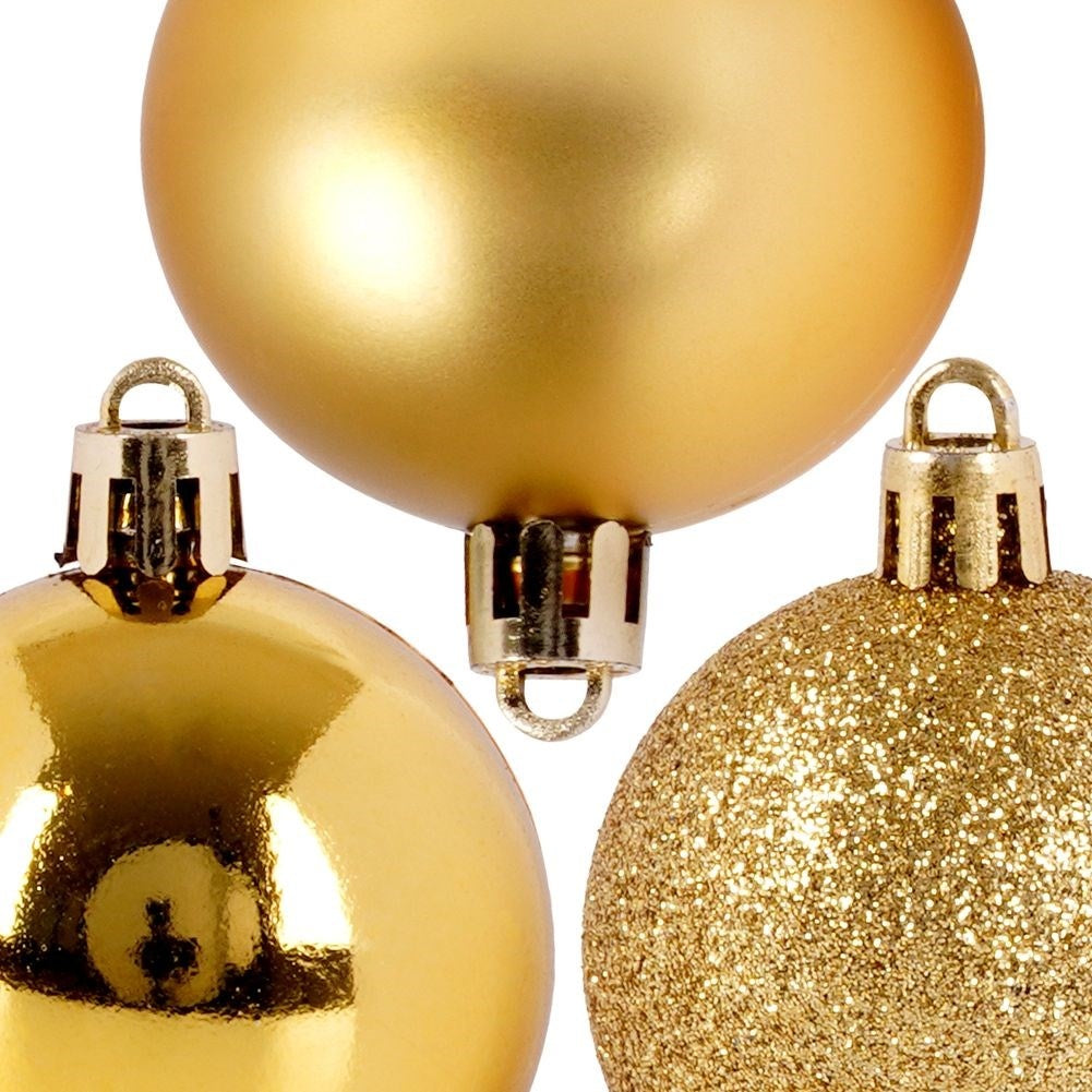 Set of 16 unbreakable Christmas tree balls in gold