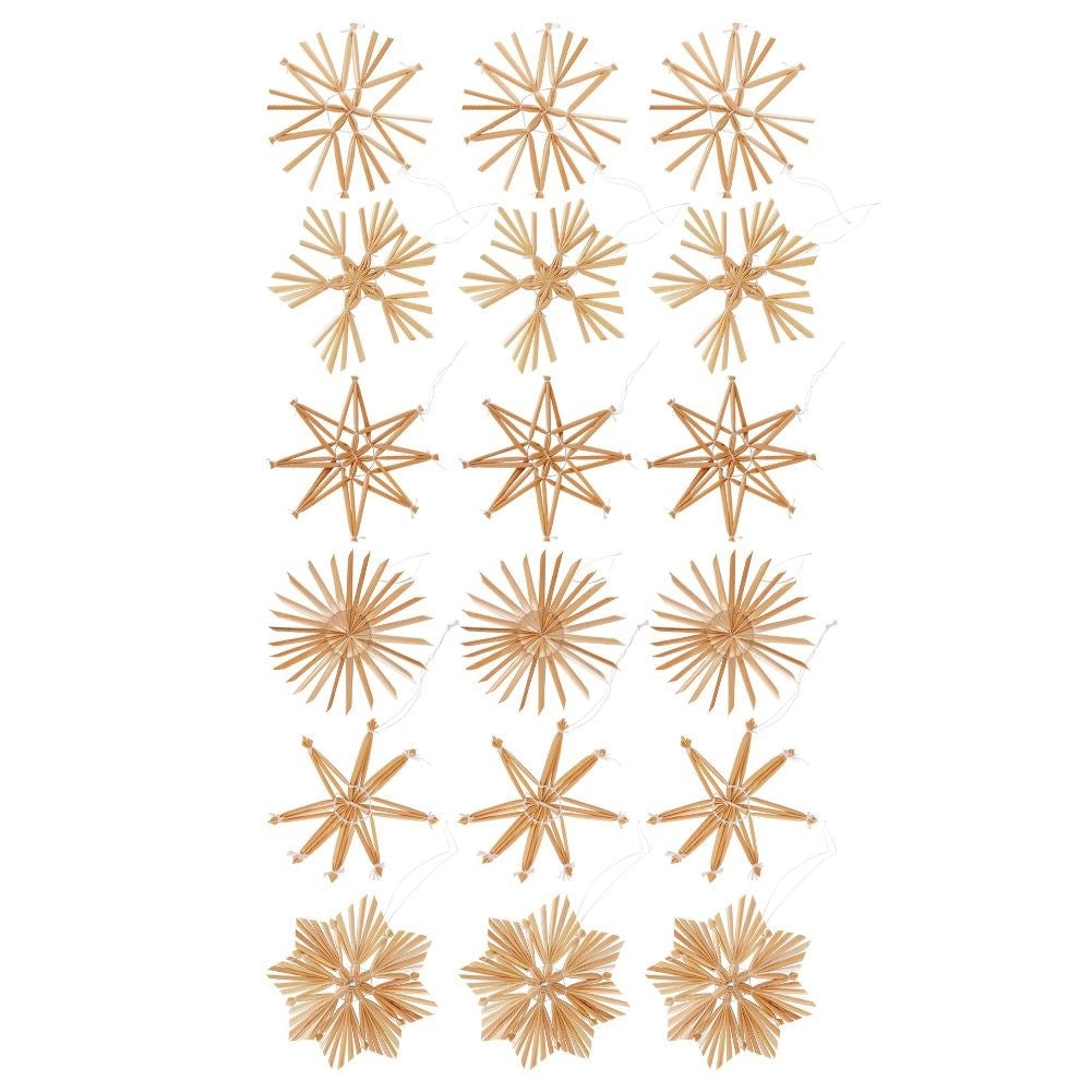 Set of 18 straw decorations in 6 designs for the Christmas tree