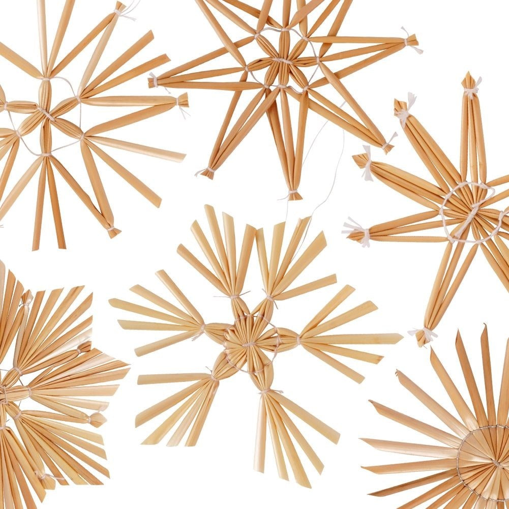Set of 18 straw decorations in 6 designs for the Christmas tree