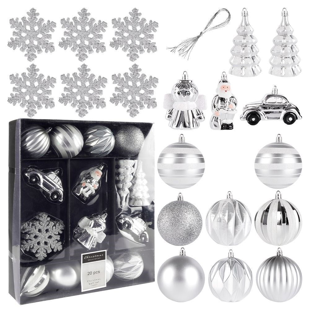 Set of 20 unbreakable Christmas tree balls in different patterns