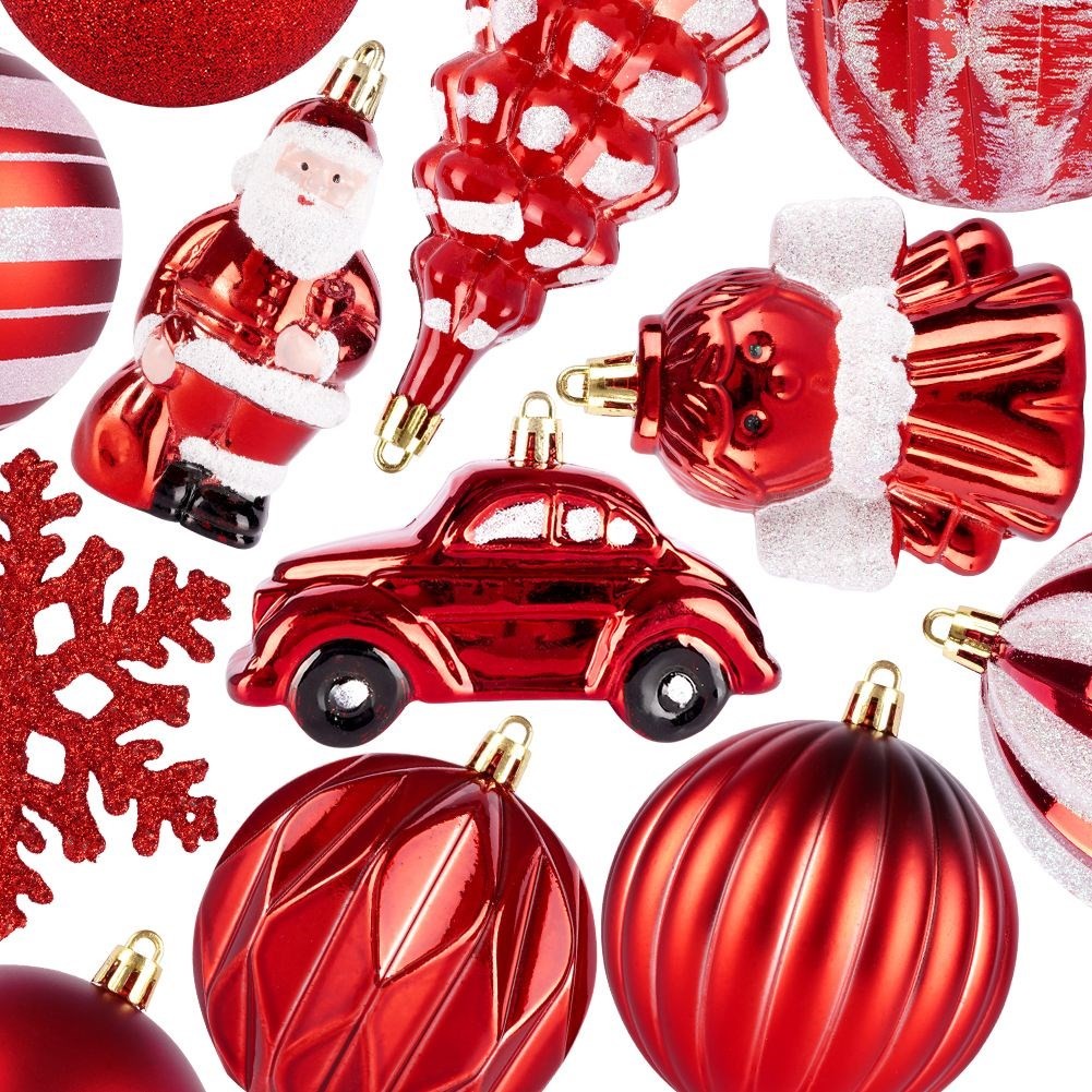 Set of 20 unbreakable Christmas tree balls in different patterns