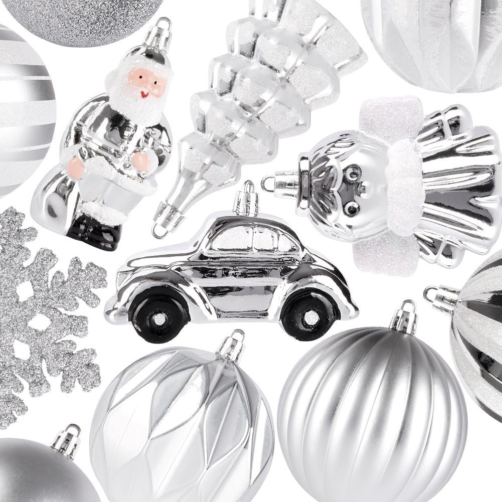 Set of 20 unbreakable Christmas tree balls in different patterns
