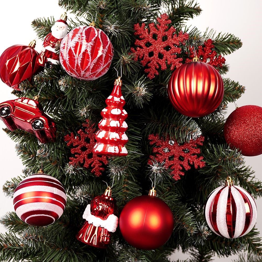 Set of 20 unbreakable Christmas tree balls in different patterns