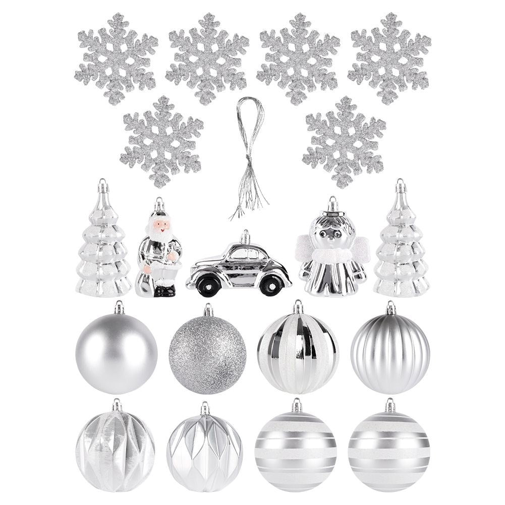 Set of 20 unbreakable Christmas tree balls in different patterns