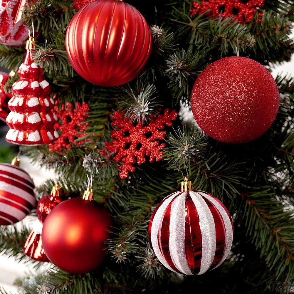 Set of 20 unbreakable Christmas tree balls in different patterns