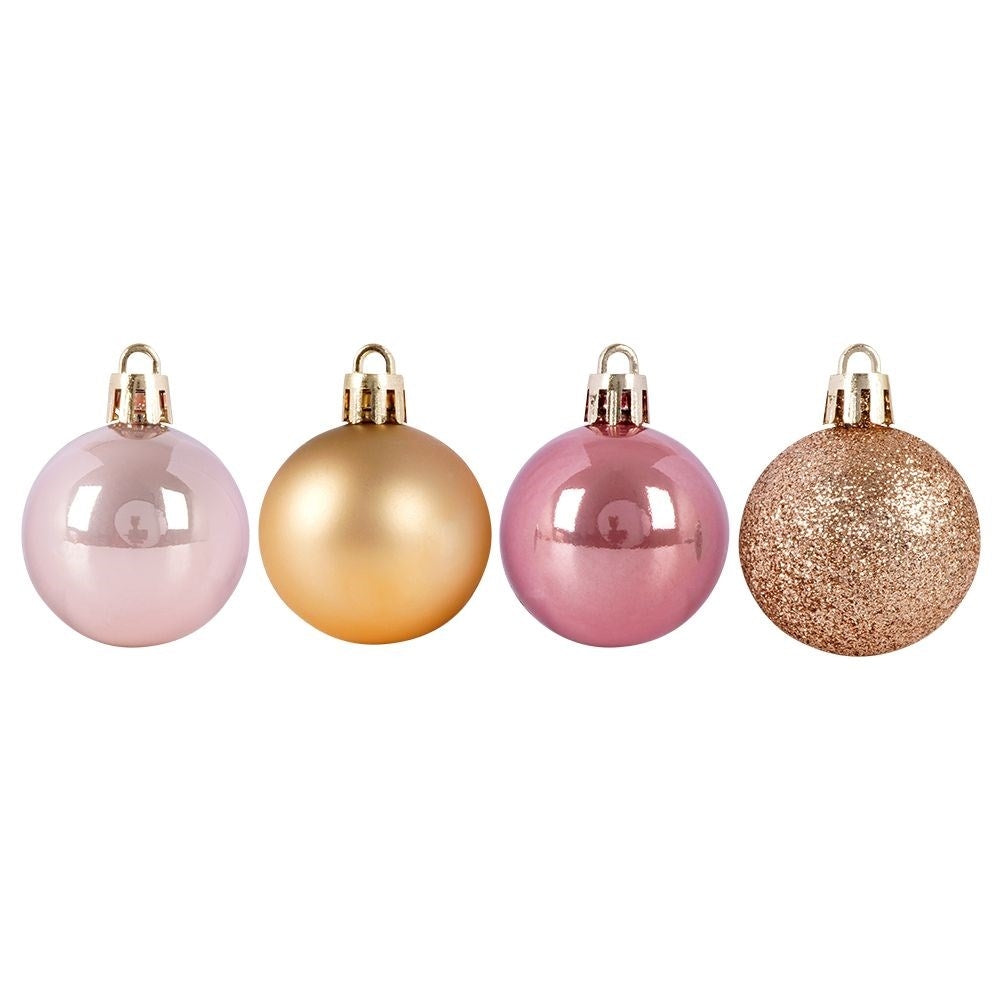 Set of 20 unbreakable Christmas tree balls in gold and pink