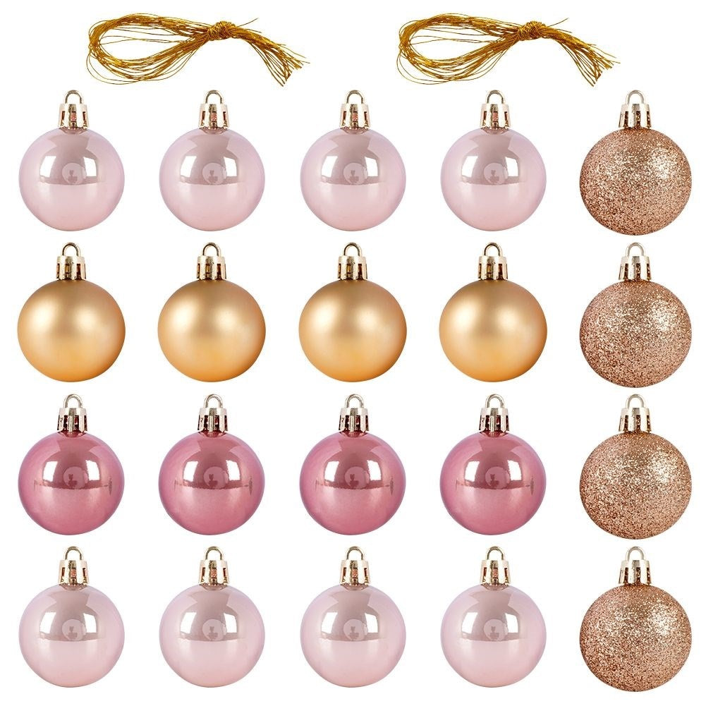 Set of 20 unbreakable Christmas tree balls in gold and pink