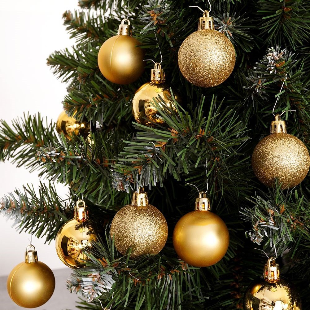 Set of 20 unbreakable Christmas tree balls in gold, glittery and matte
