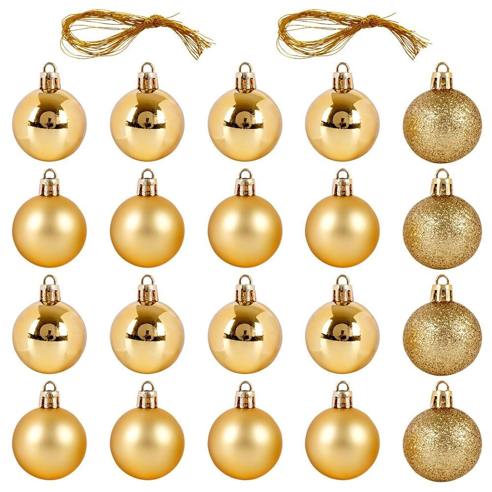 Set of 20 unbreakable Christmas tree balls in gold, glittery and matte