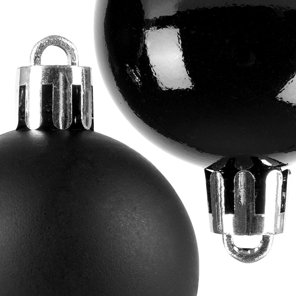 Set of 20 unbreakable durable Christmas tree balls in black
