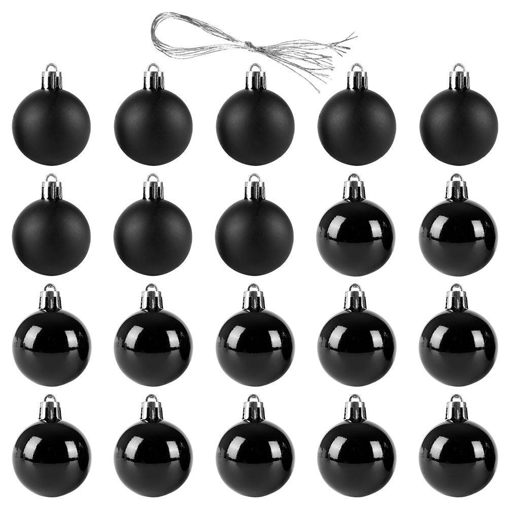 Set of 20 unbreakable durable Christmas tree balls in black