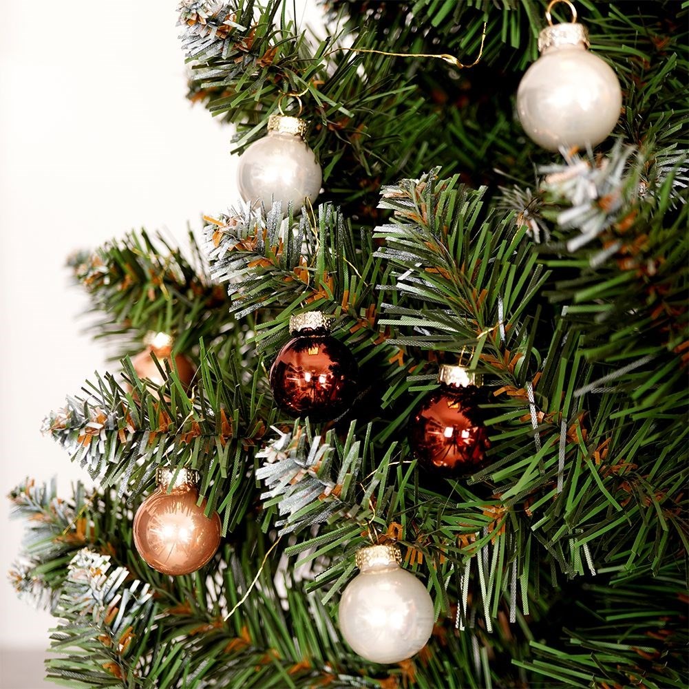 Set of 24 Elegant Amber Christmas Tree Baubles