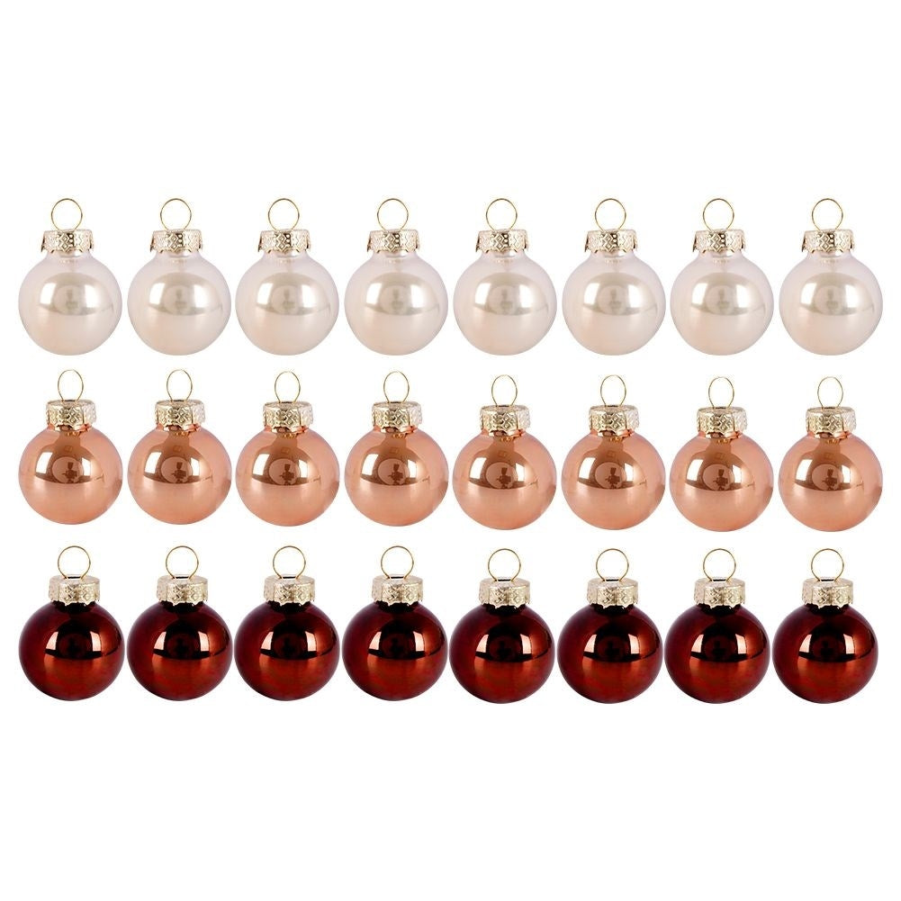Set of 24 Elegant Amber Christmas Tree Baubles
