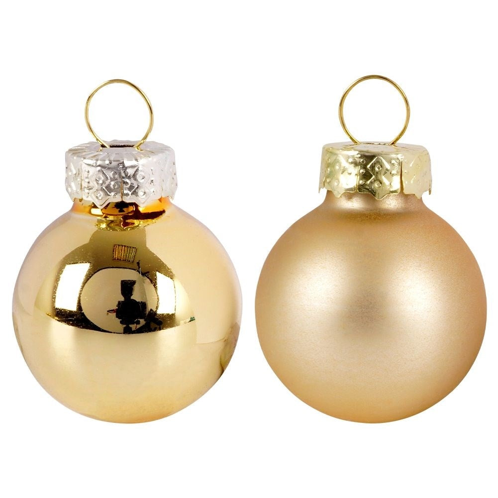 Set of 24 Gold Glass Balls: Matte & Shiny Christmas Decorations