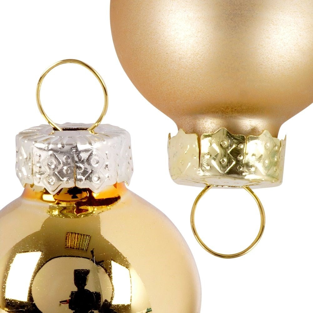 Set of 24 Gold Glass Balls: Matte & Shiny Christmas Decorations