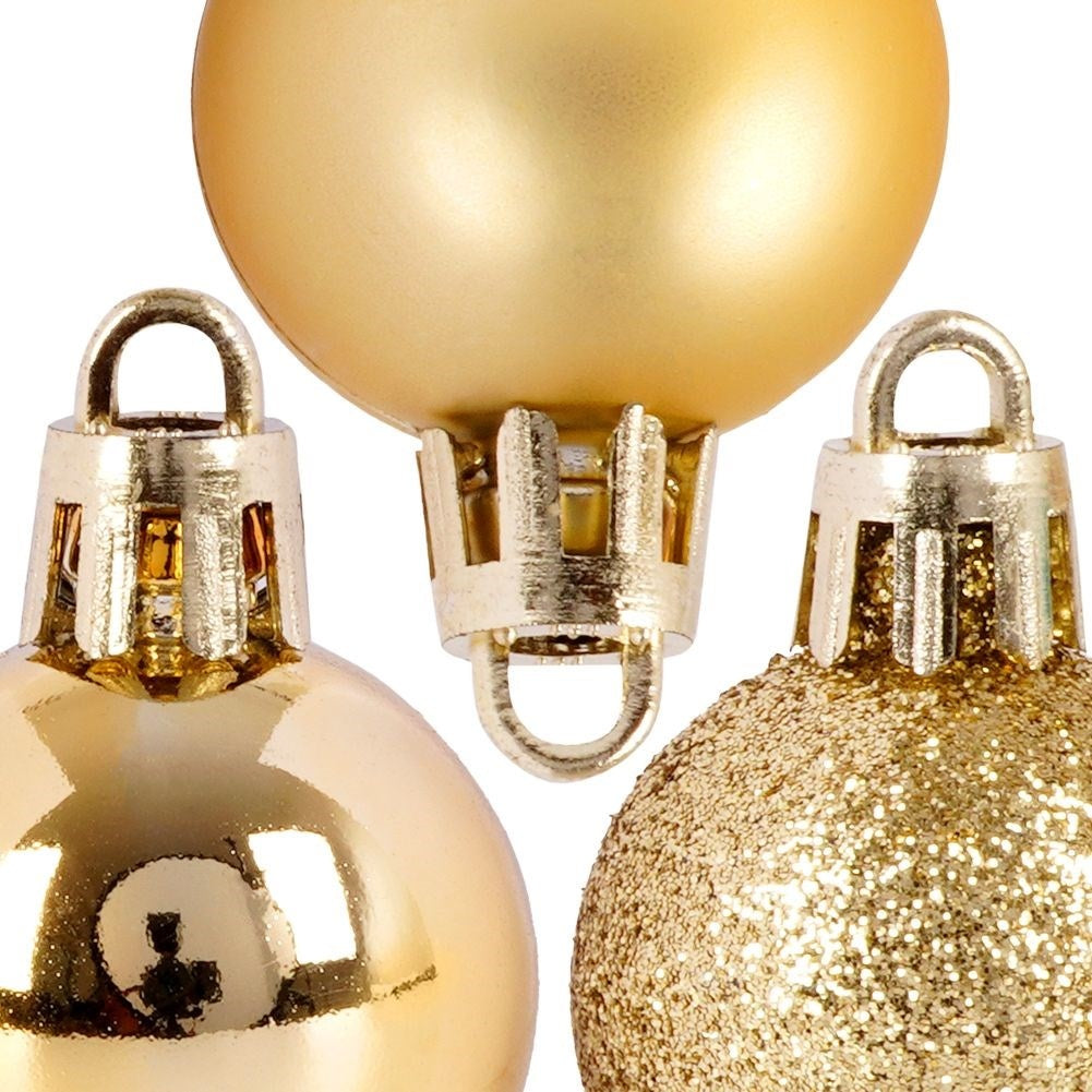 Set of 24 Unbreakable Christmas Baubles in Gold for Christmas Tree