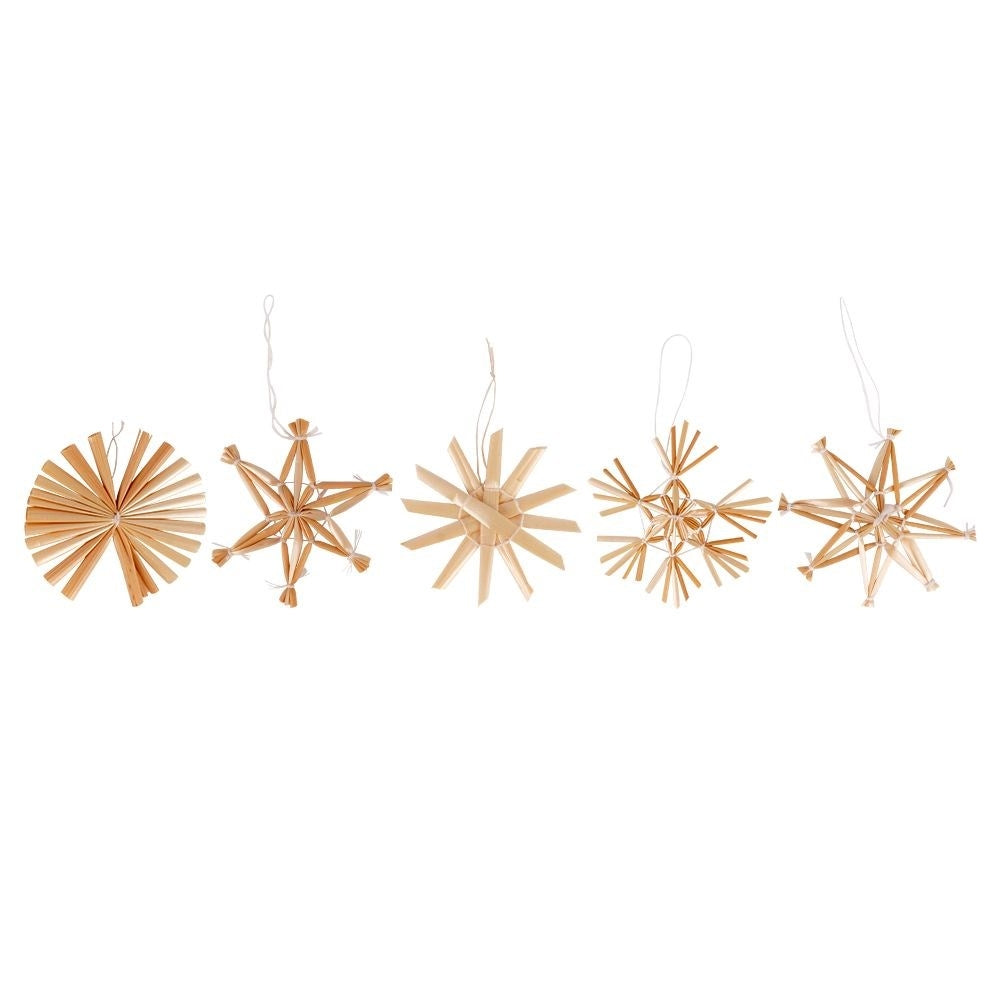 Set of 24 straw decorations in 5 designs for the Christmas tree