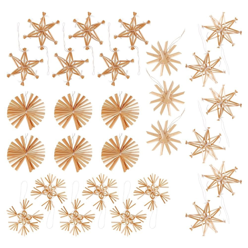 Set of 24 straw decorations in 5 designs for the Christmas tree