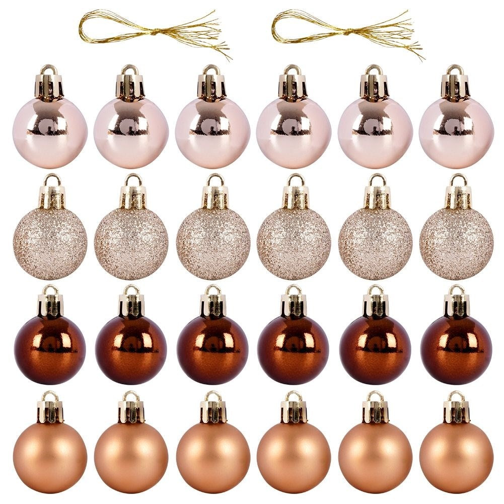 Set of 24 unbreakable Christmas tree balls in amber
