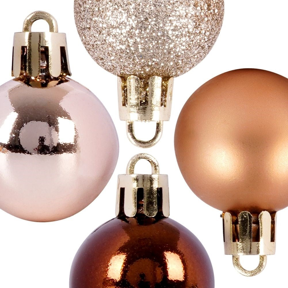 Set of 24 unbreakable Christmas tree balls in amber