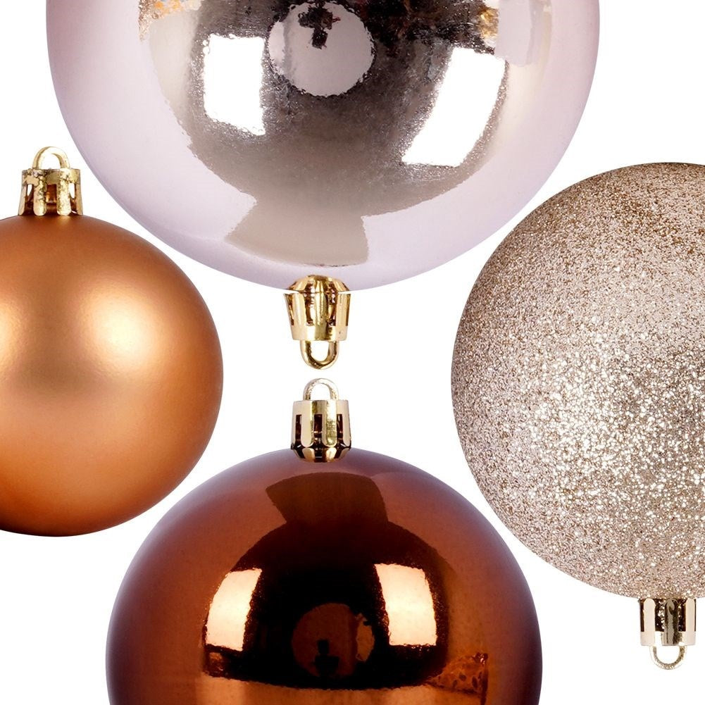 Set of 26 Unbreakable Christmas Baubles in Amber and Mother of Pearl