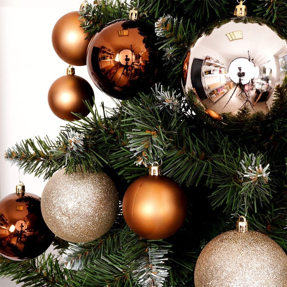 Set of 26 Unbreakable Christmas Baubles in Amber and Mother of Pearl