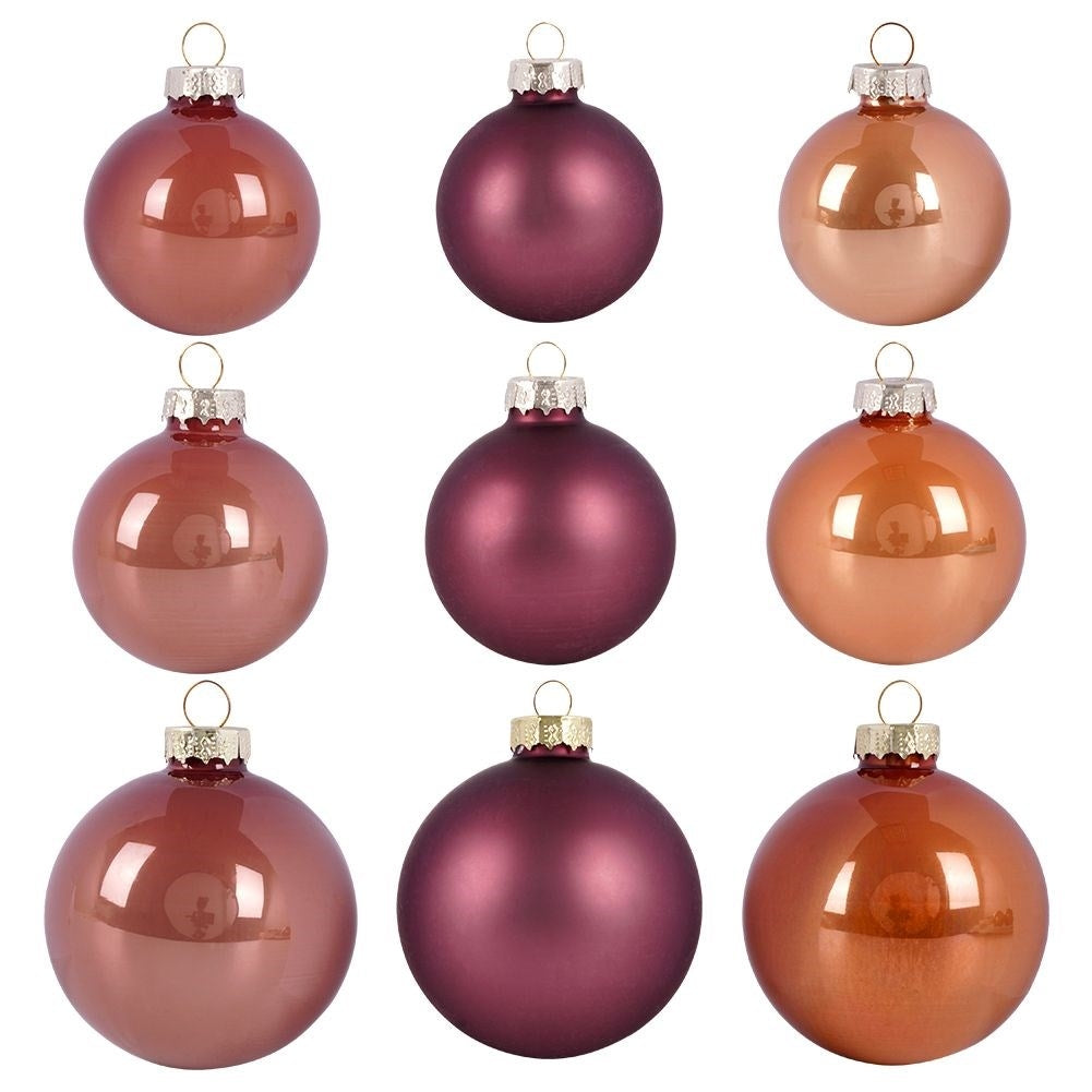 Set of 26 elegant glass Christmas tree balls