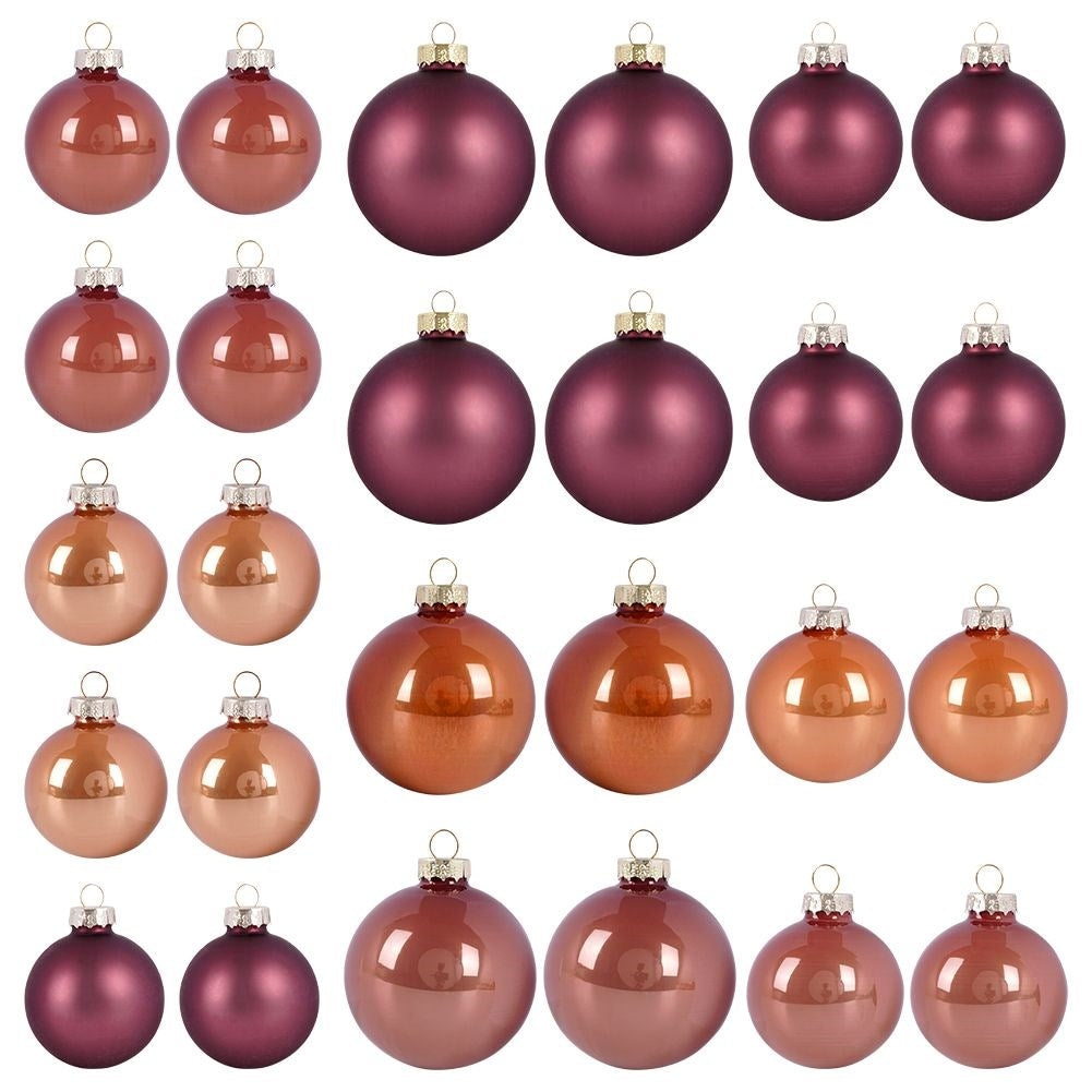 Set of 26 elegant glass Christmas tree balls