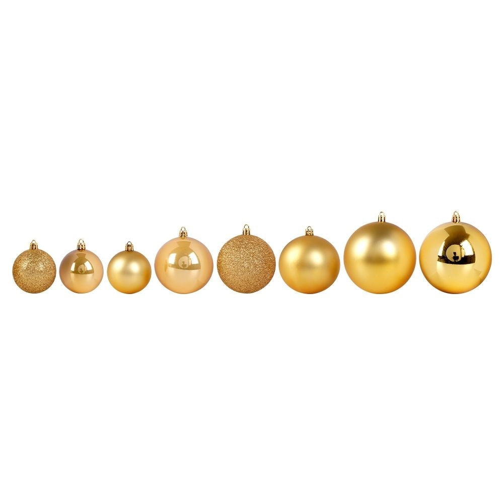 Set of 26 unbreakable Christmas tree balls in gold