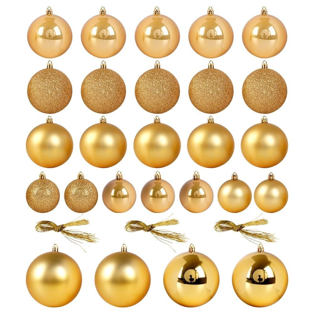 Set of 26 unbreakable Christmas tree balls in gold