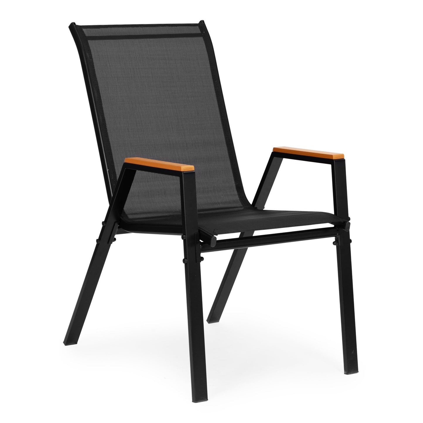 Set of 2 Black Garden Chairs, Steel Frame, Textilene Mesh