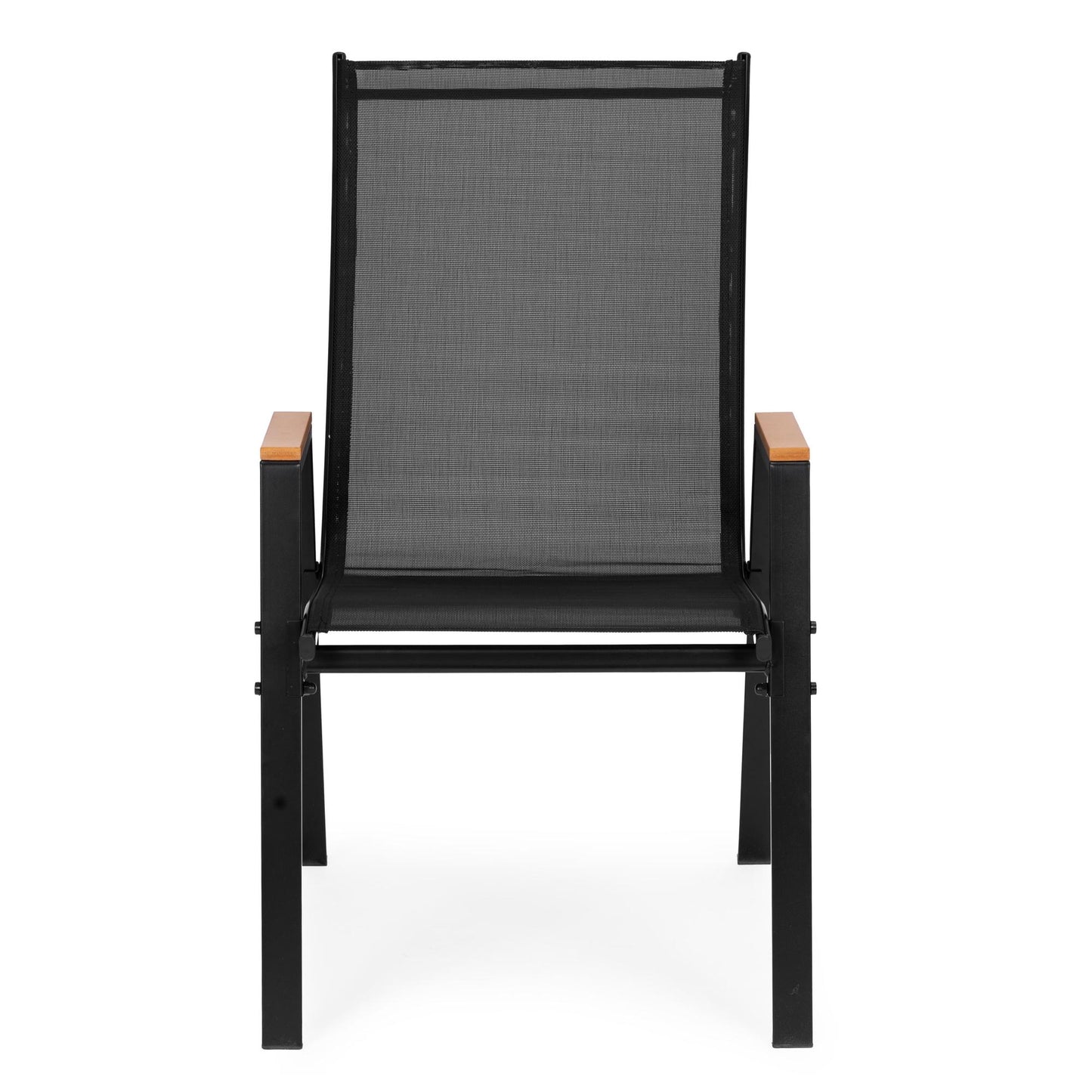 Set of 2 Black Garden Chairs, Steel Frame, Textilene Mesh