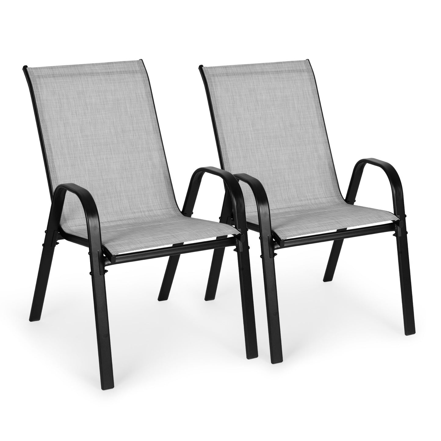 Set of 2 Garden Chairs for Terrace or Balcony Light Grey MultiGarden