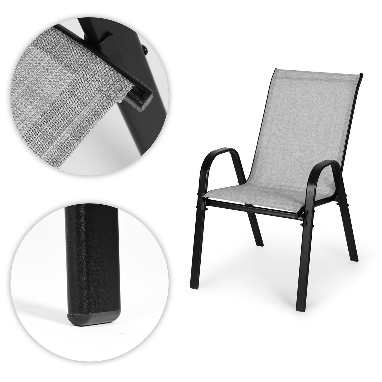 Set of 2 Garden Chairs for Terrace or Balcony Light Grey MultiGarden