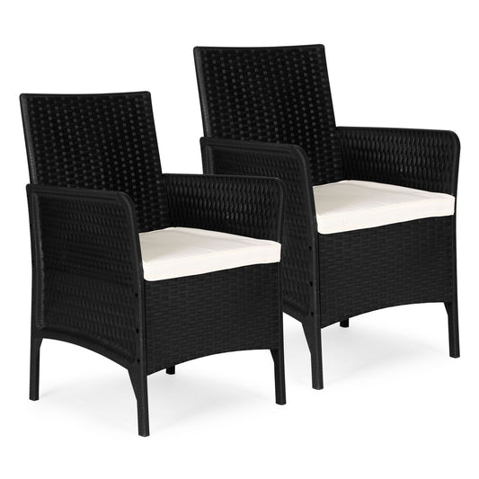 Set of 2 Outdoor Armchairs with Cushions, Rattan Effect