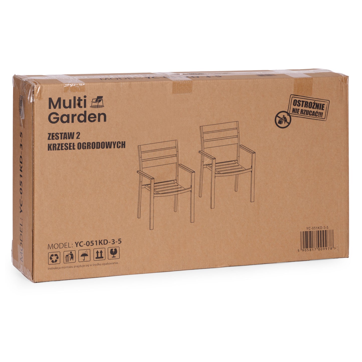 Set of 2 Steel & HDPE Garden Chairs, Weather-Resistant