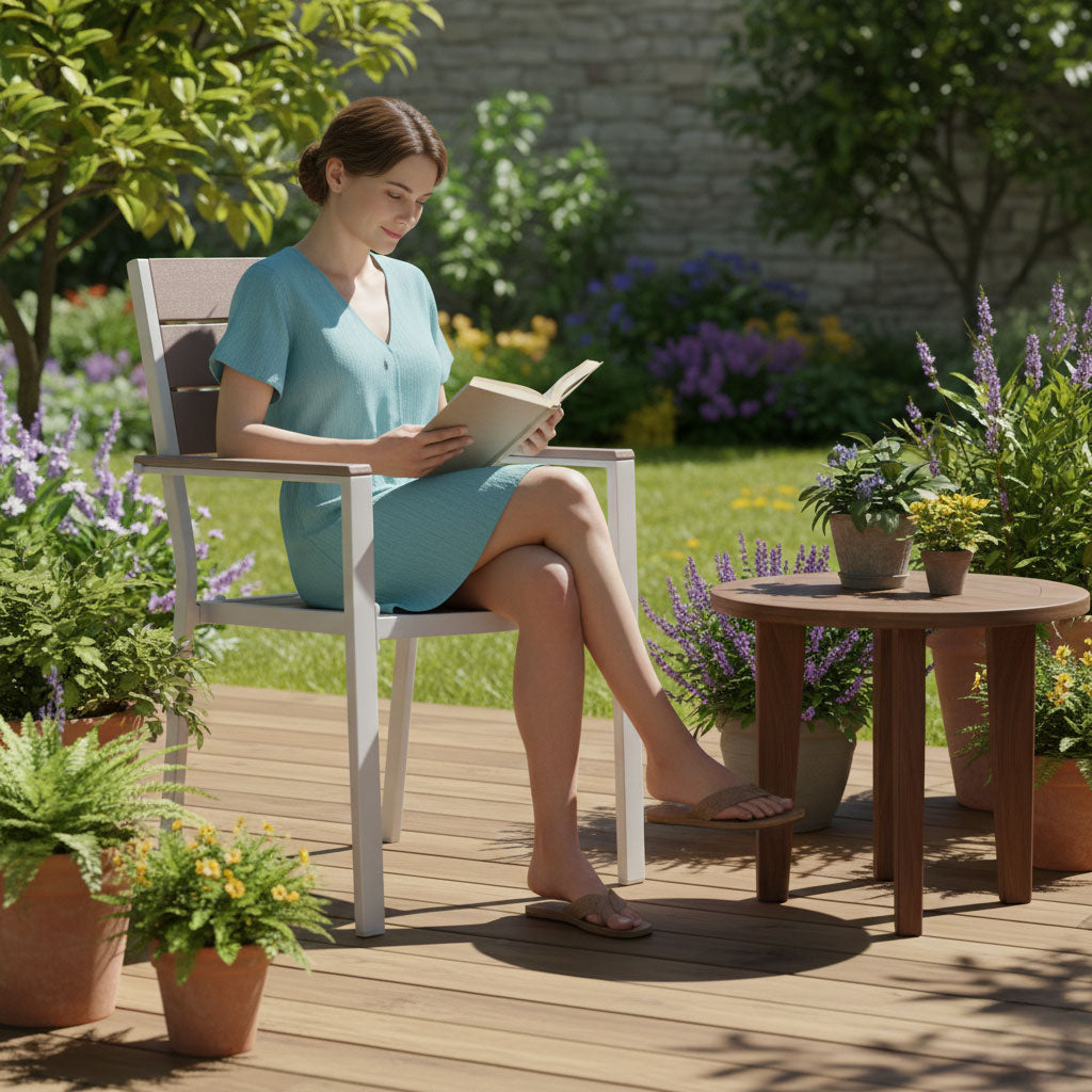 Set of 2 Steel & HDPE Garden Chairs, Weather-Resistant