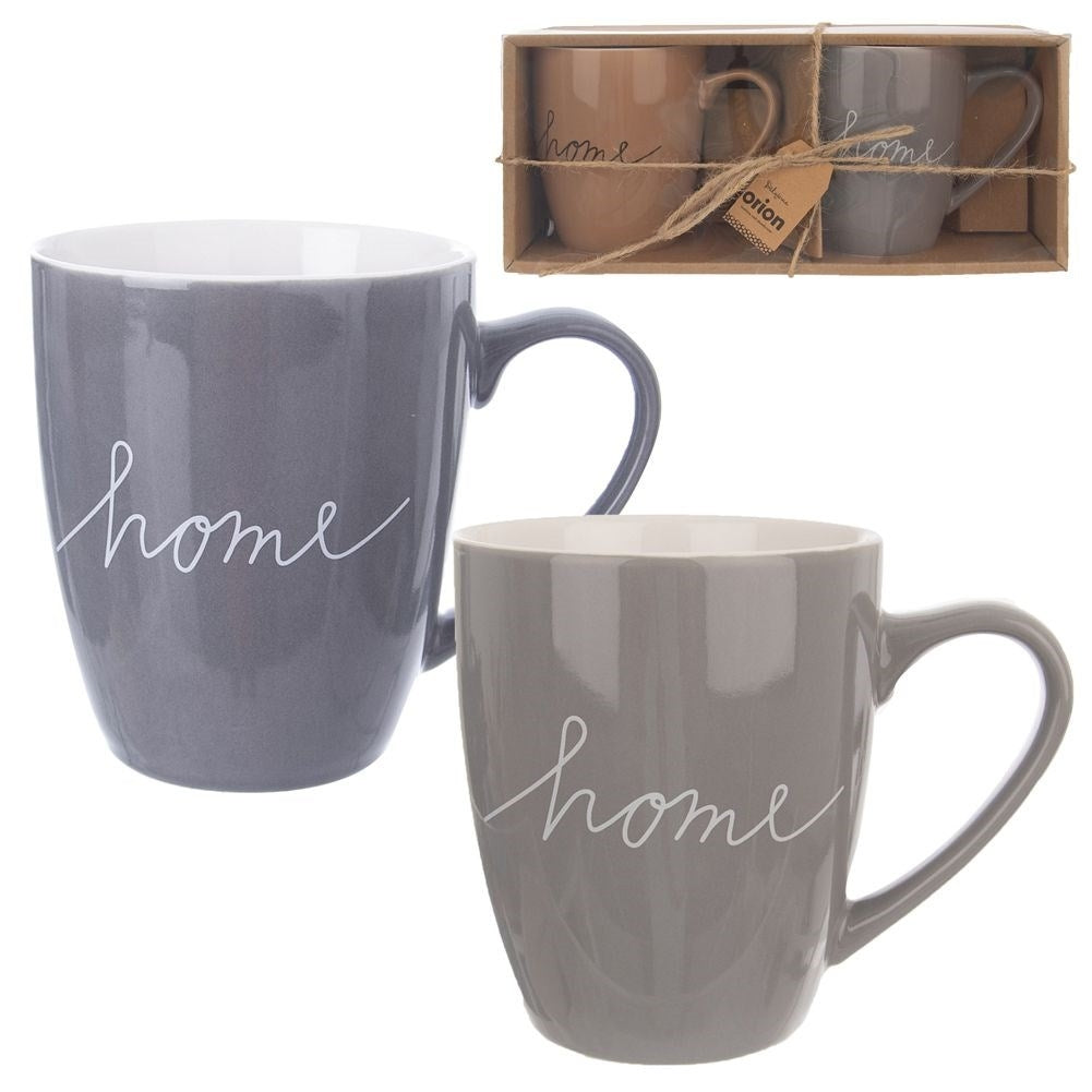 Set of 2 cups with handle and unique decoration in gift box